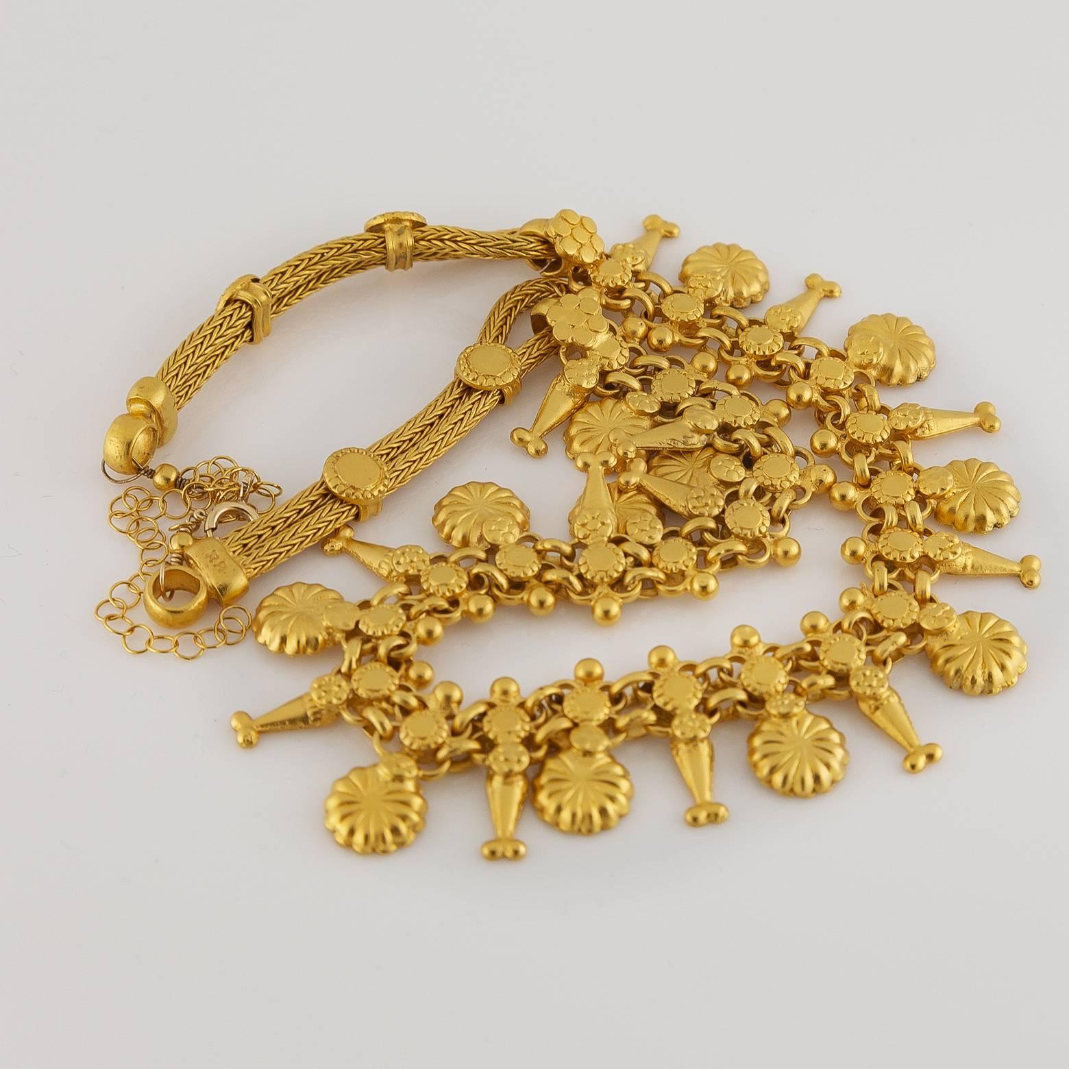 Gold Vermeil Filigree Necklace In Excellent Condition In Berkeley, CA