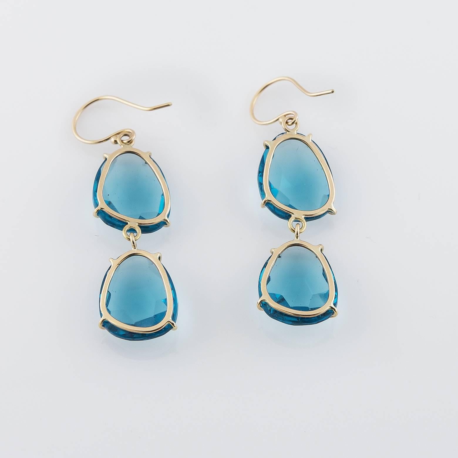 Women's Blue Topaz Rose Gold Drop Earrings