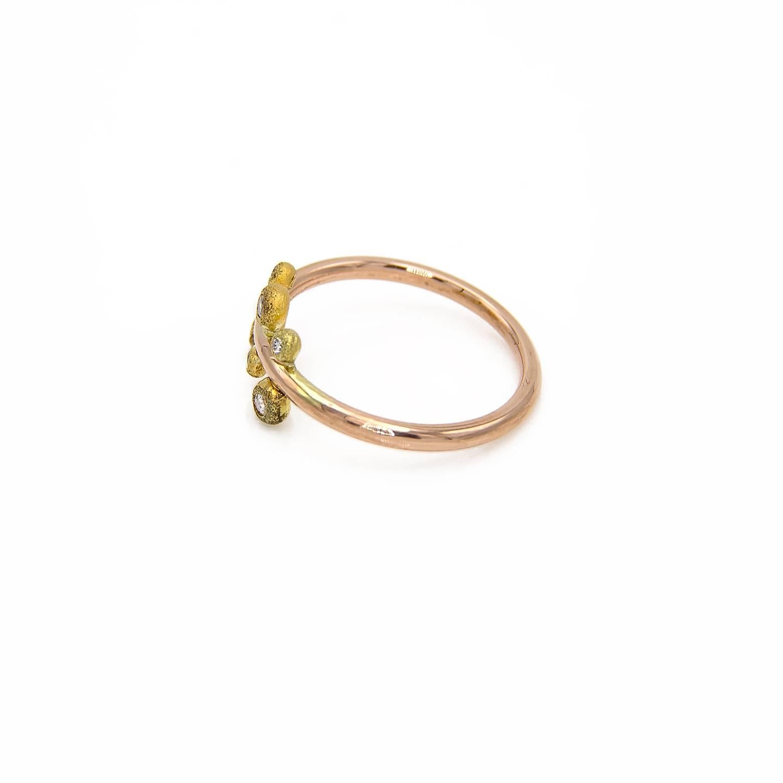 Modern Diamond Two-Color Gold Ring For Sale