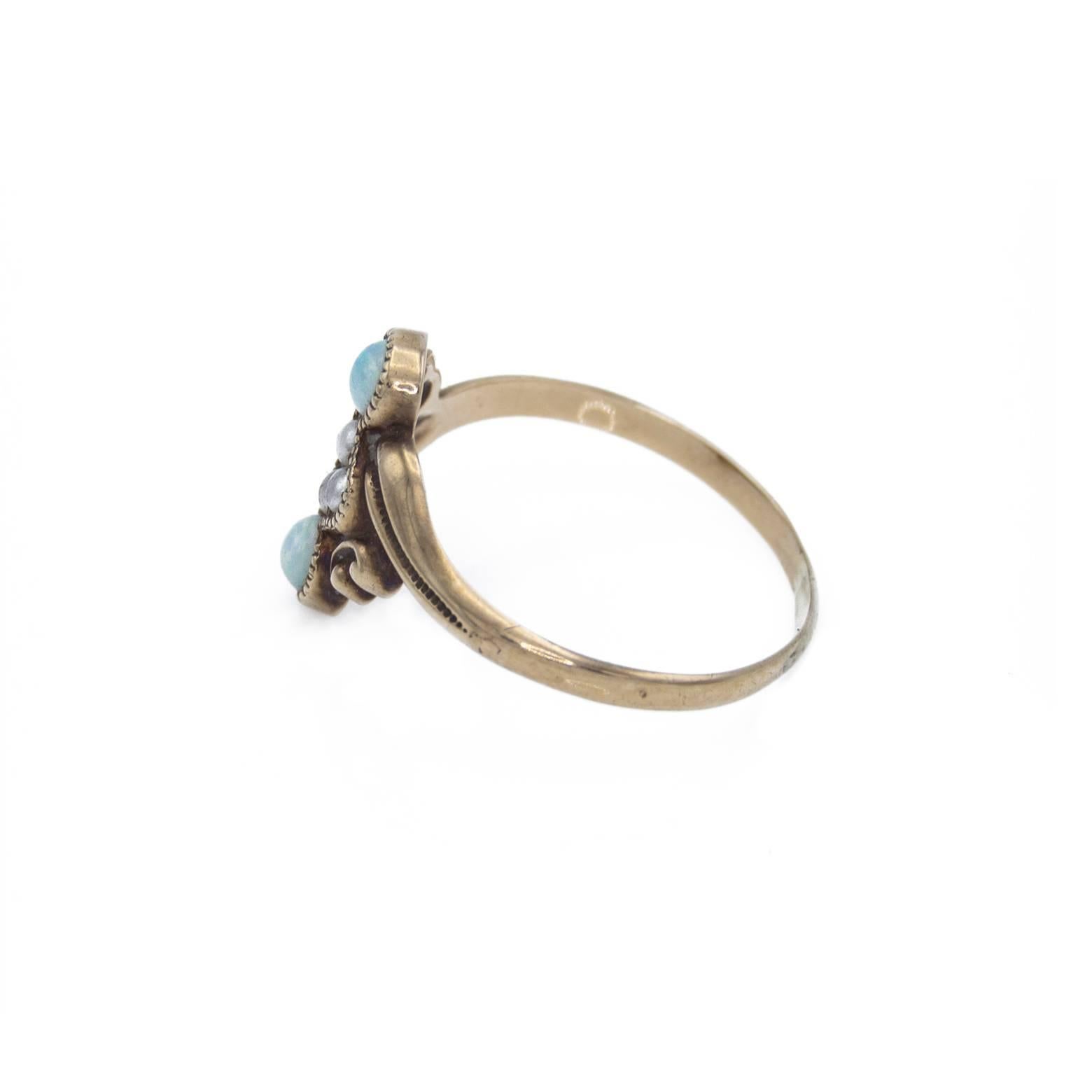 Romantic Opal Pearl Gold Ring For Sale