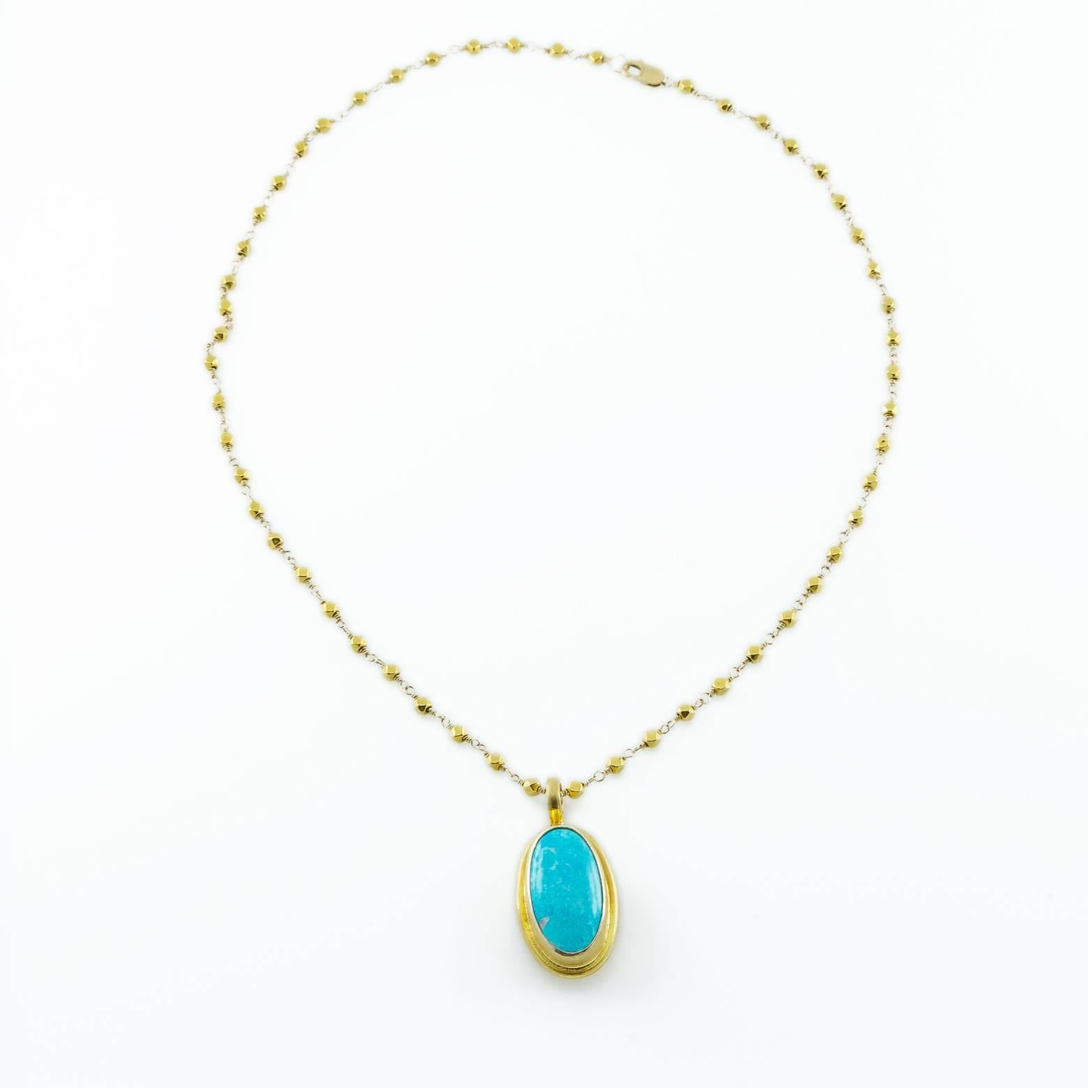 This beautiful turquoise pendant has a stunning satin finish and the depth and style to it absolutely mesmerizing. It's a  cloud-like cushion sky blue and is dreamy with over a quarter of an inch of depth. 