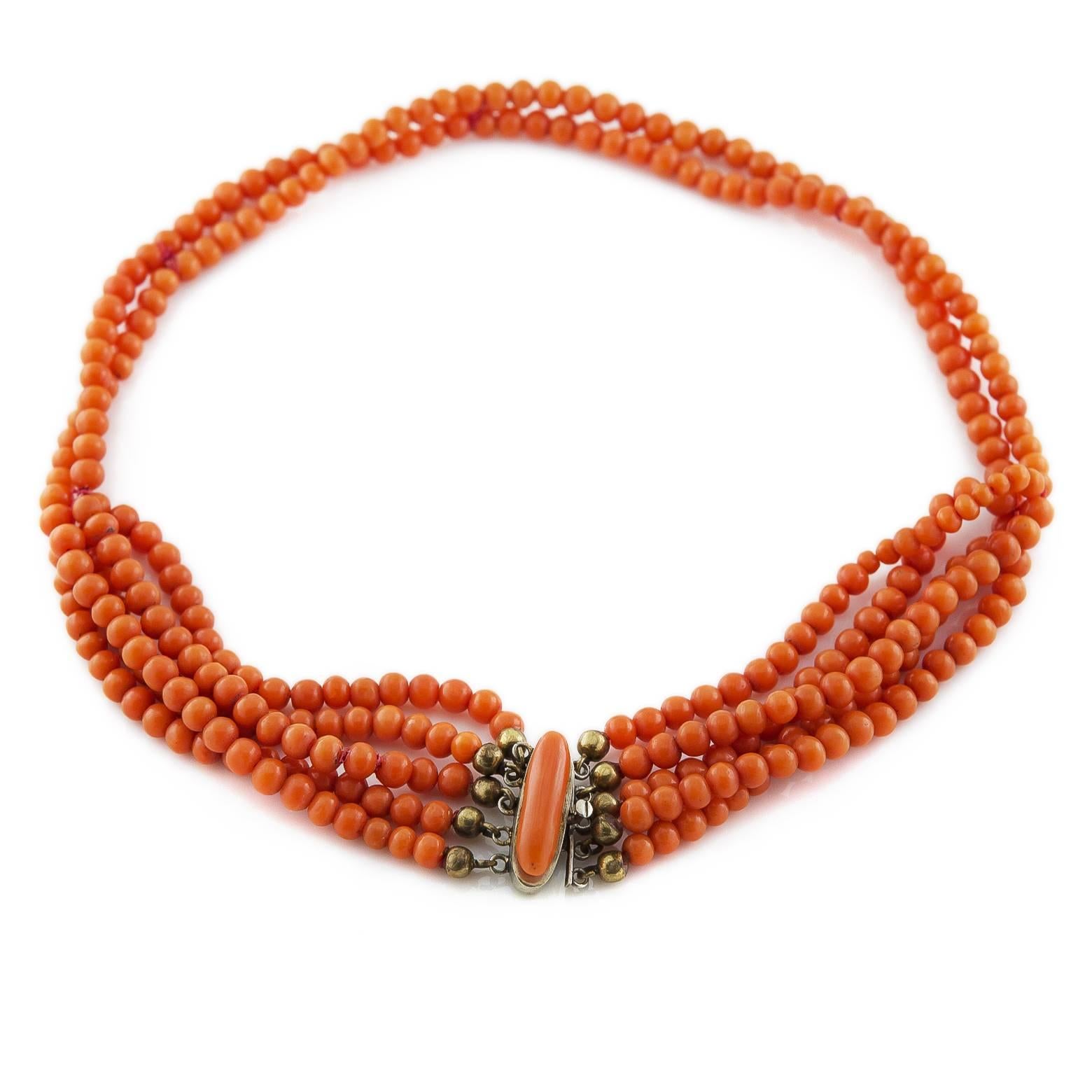 Collier ras du cou en corail naturel non teinté Pour femmes en vente