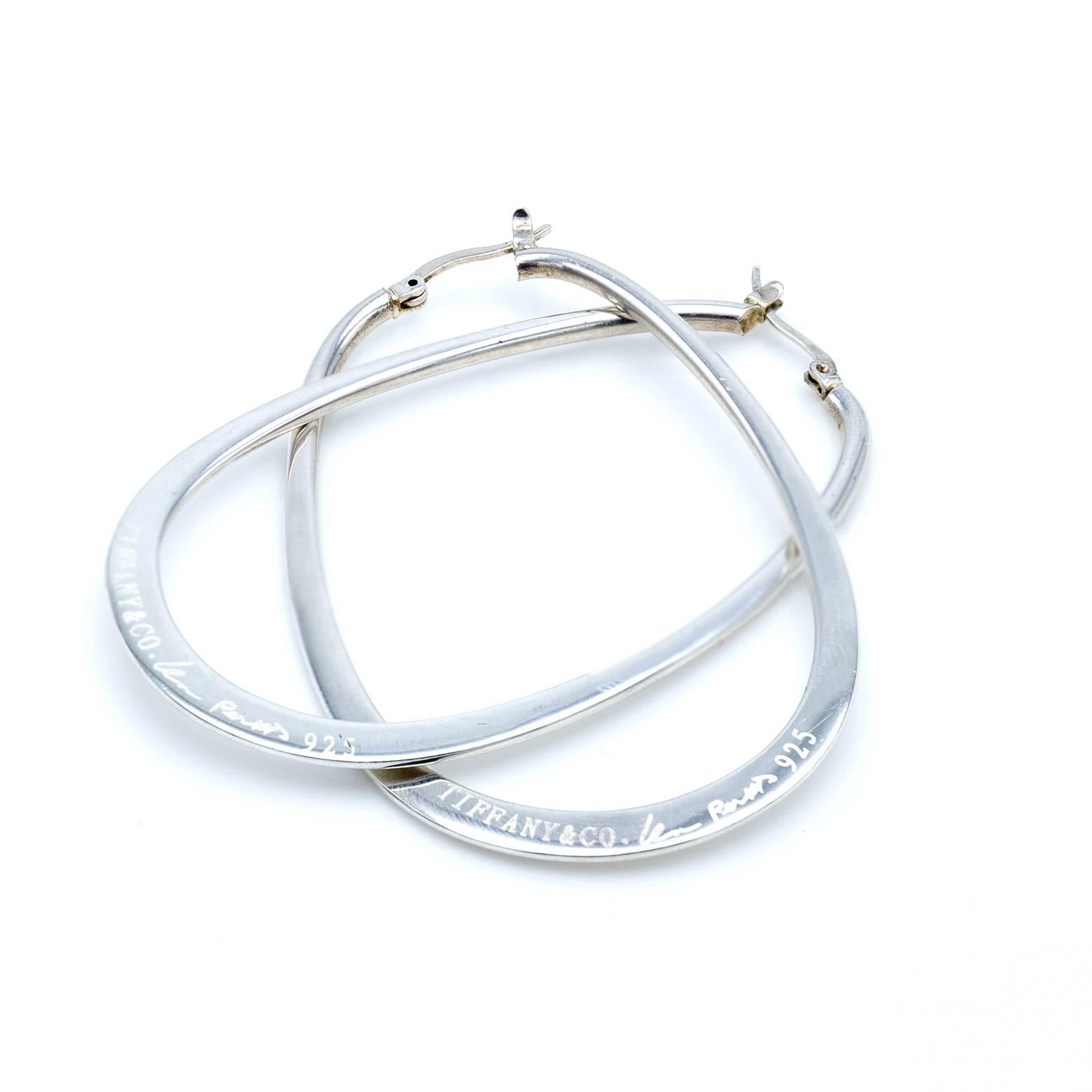 Modern Tiffany & Co. Large Sterling Silver Hoop Earrings