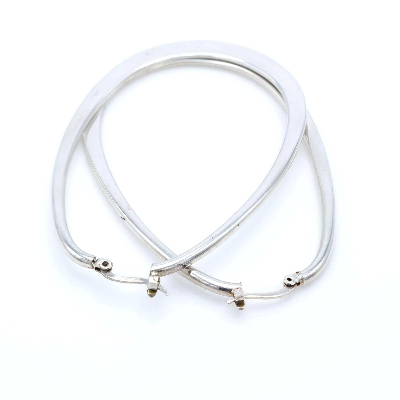 Tiffany & Co. Large Sterling Silver Hoop Earrings In Excellent Condition In Berkeley, CA