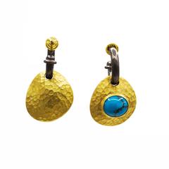 Persian Turquoise Gold Vermeil  Reversible Earrings