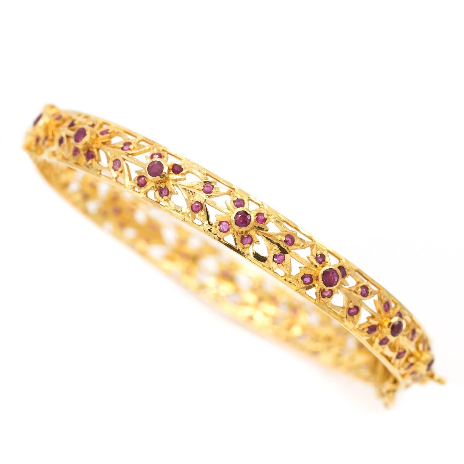 Ruby Gold Floral Bracelet 1