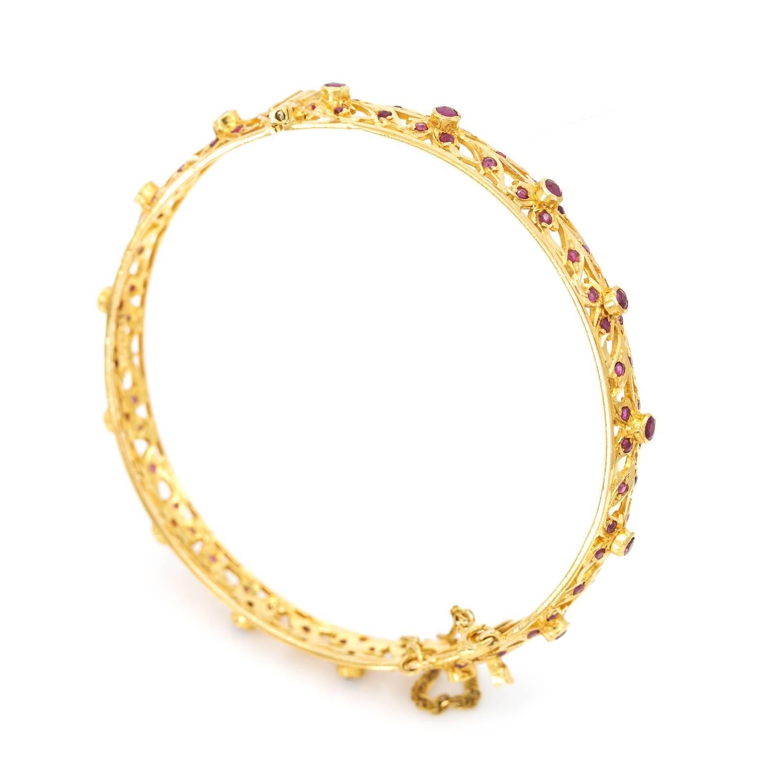 Ruby Gold Floral Bracelet 2