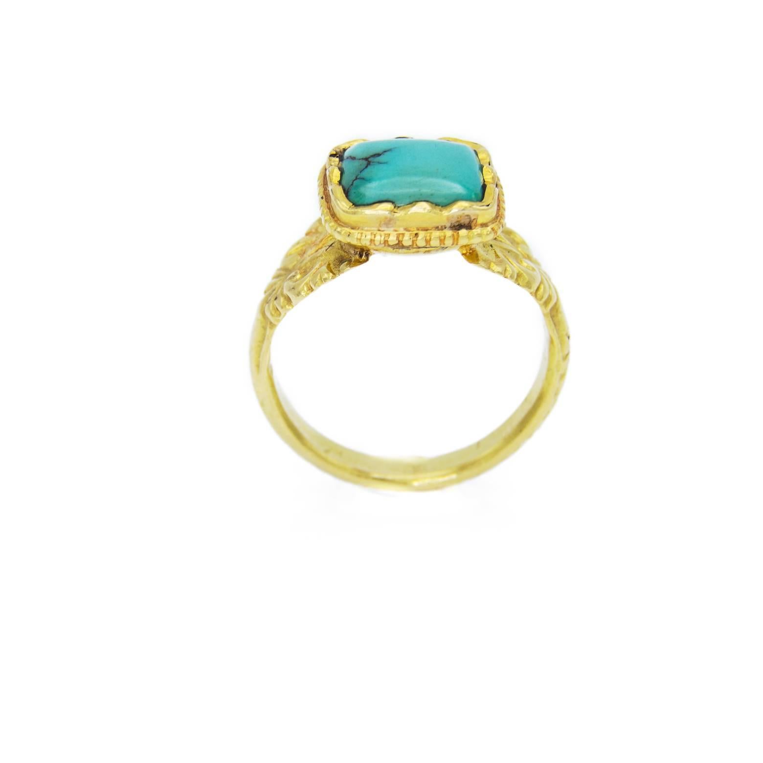 Women's or Men's Turquoise Gold Ring 