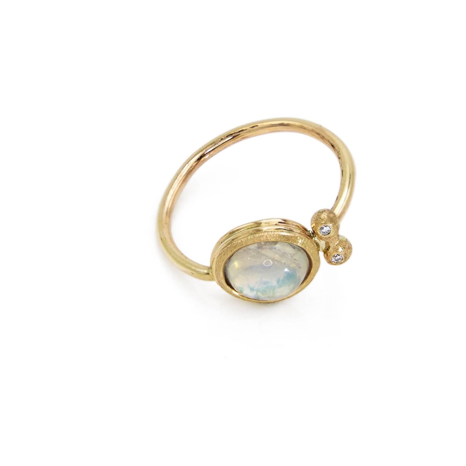 Moonstone Diamond Gold Ring 2