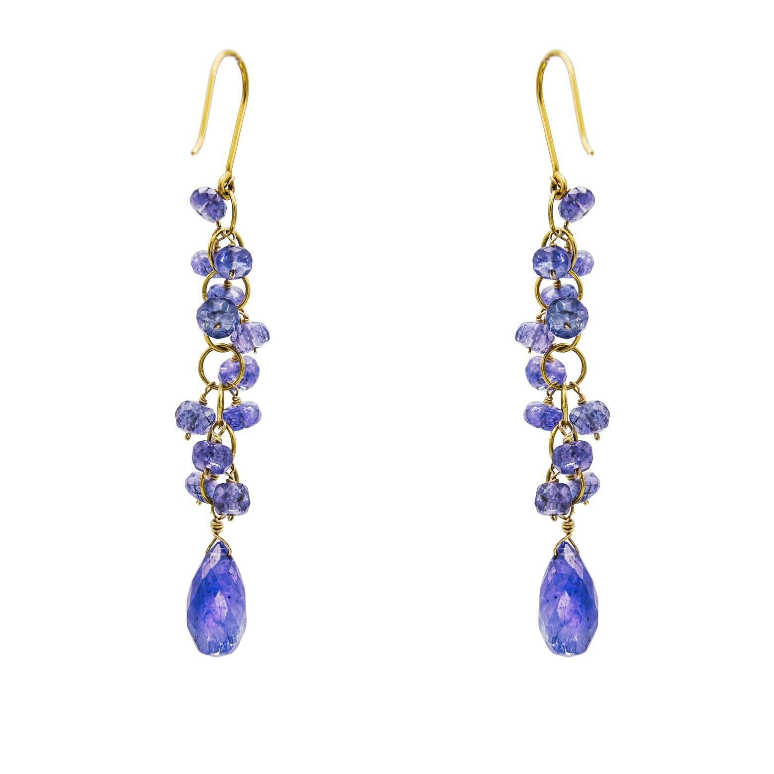 These stunning tanzanite drop earrings dazzle with light and movement. The deep blue hue of the tanzanite is perfect with any a beautiful gown or outfit you can conceive in you imagination.!! You will wear them often and receive a plethora of