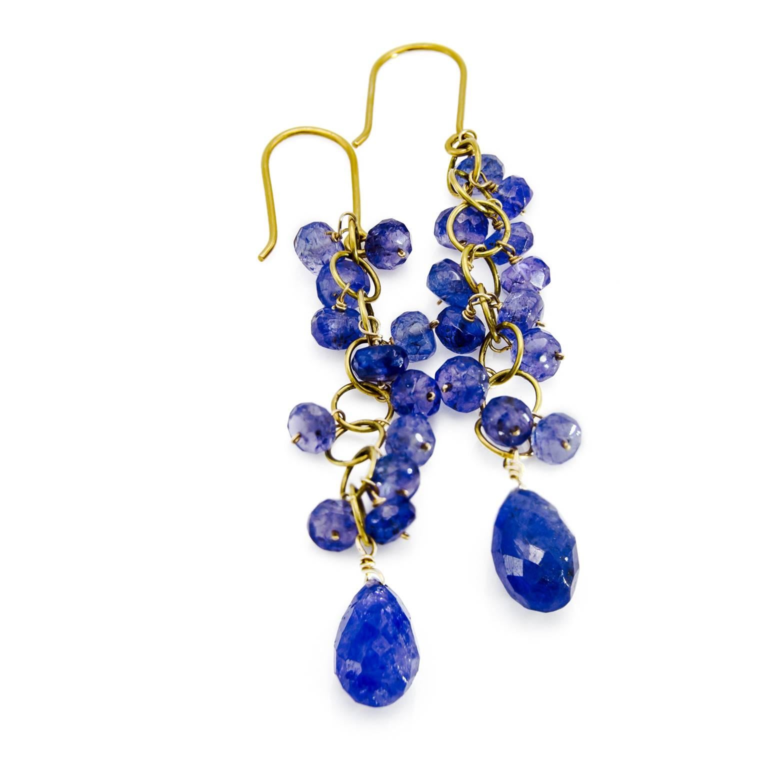 Tanzanite and 14K Gold Drop Earrings In Excellent Condition In Berkeley, CA