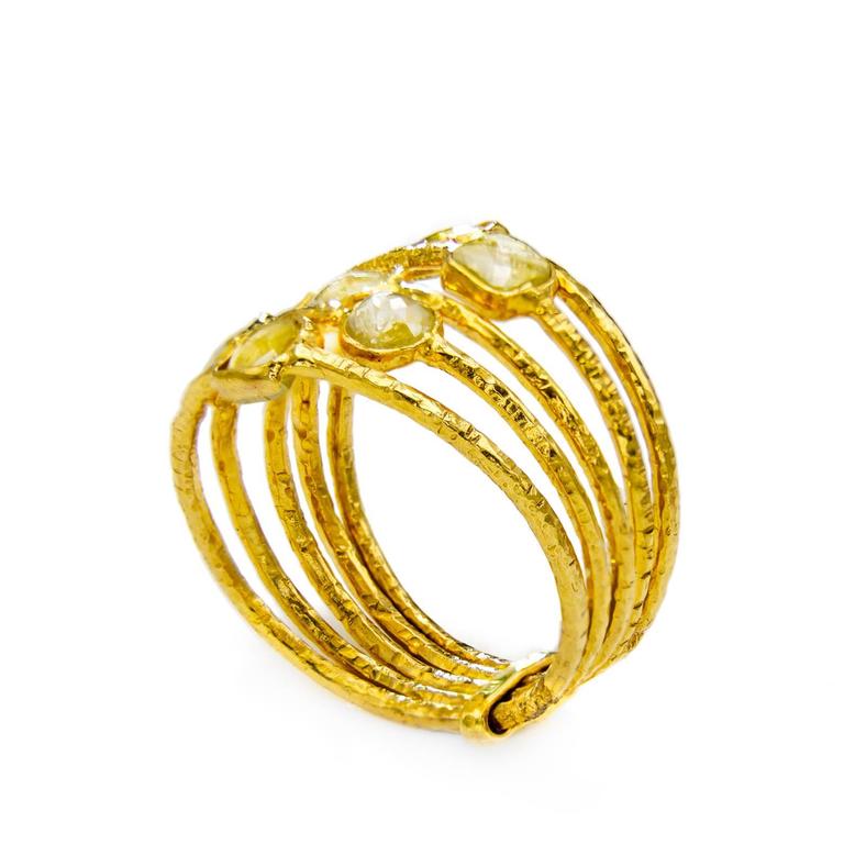 18k Gold and Rose Cut Multi Band Ring For Sale at 1stdibs