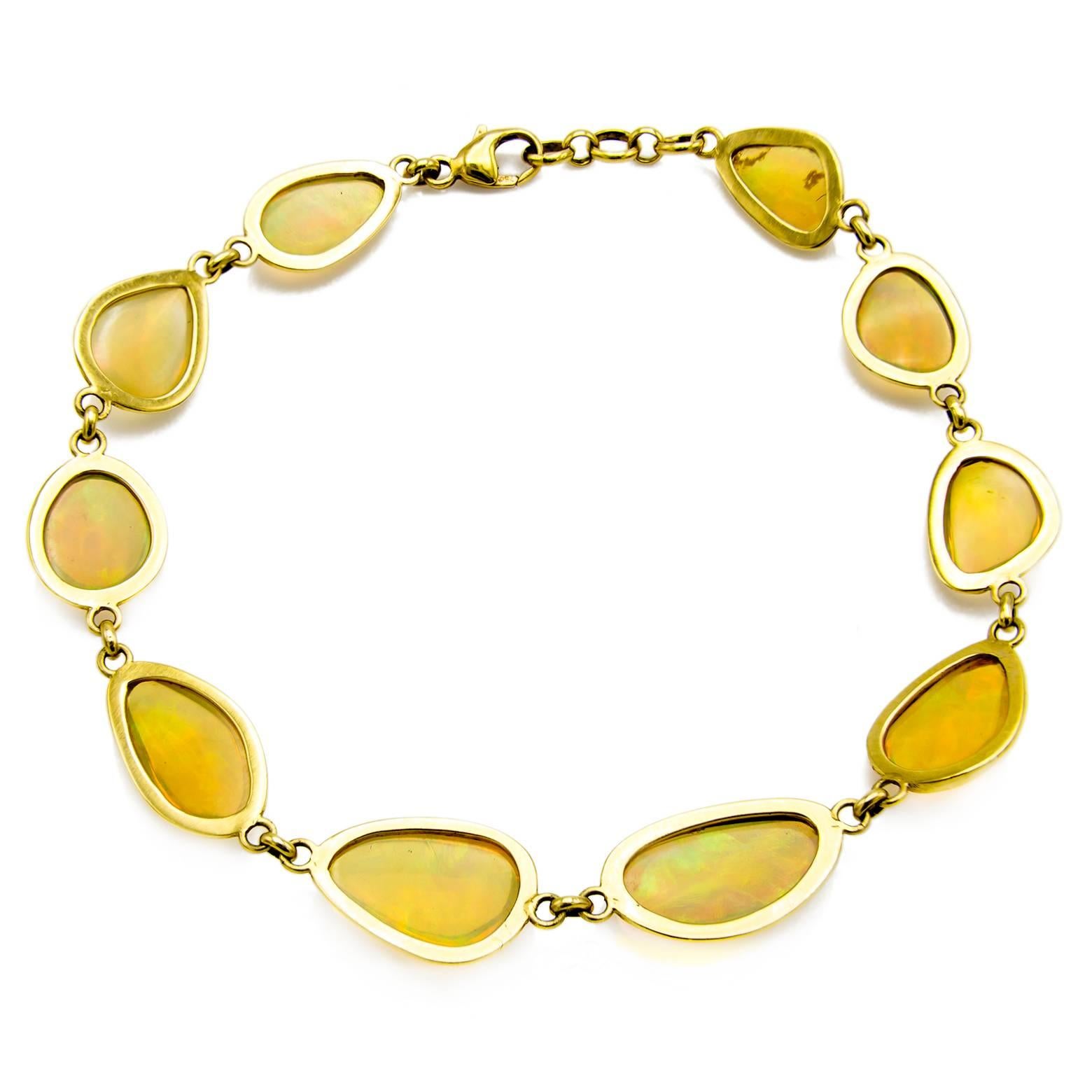 Modern Large Opal Link Bracelet