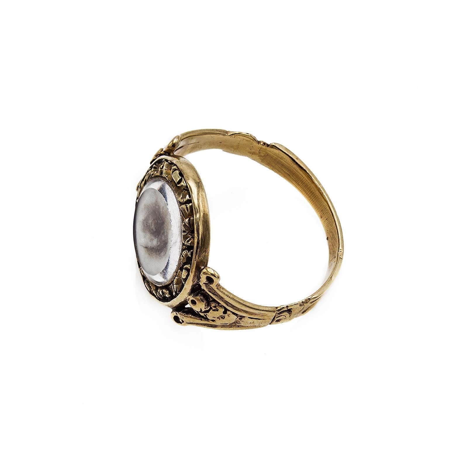 In the times of King George the IV it was a traditional romantic gesture to have your lover's eye painted on jewelry. The details in this ring are astonishing and the detail work is awe-inspiring. From the 1860's this ring is a timepiece that brings