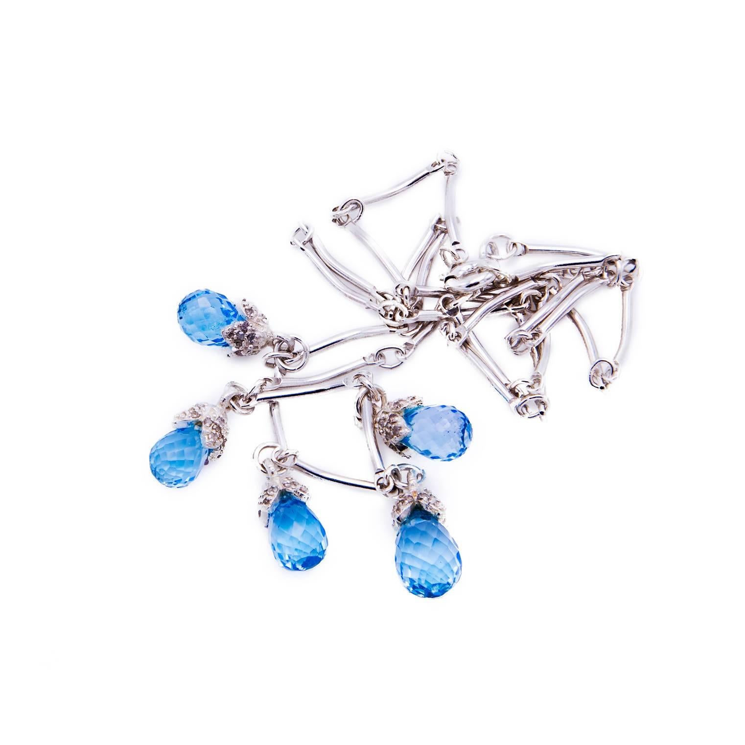 Women's Blue Topaz and Diamond 'Droplets' Necklace