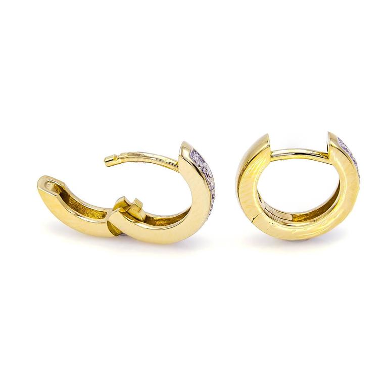 Diamond 14 Karat Gold Mini Huggie Hoop Earrings For Sale at 1stDibs 14 karat gold hoop earrings