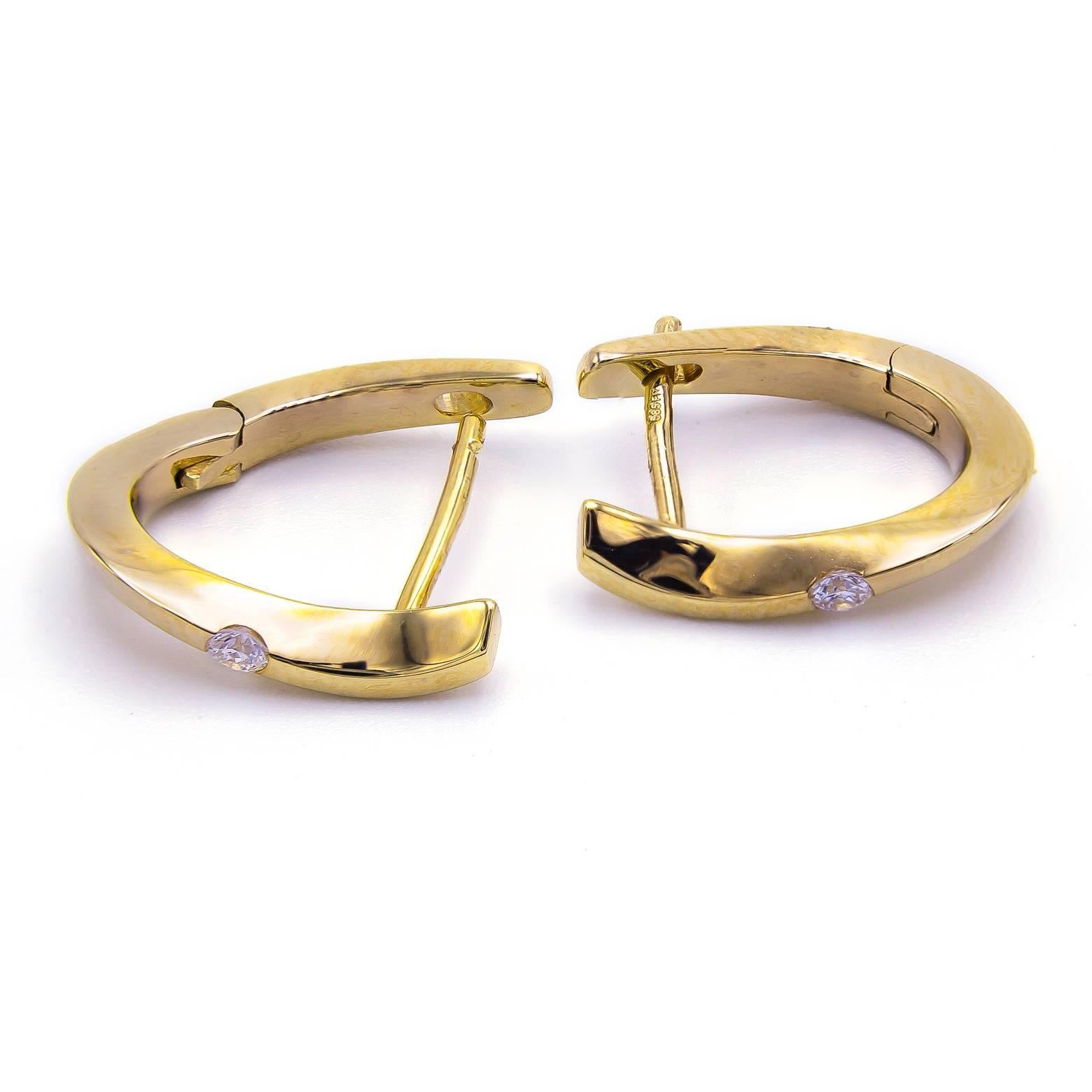 Modern Diamond Gold Huggie Hoop Earrings