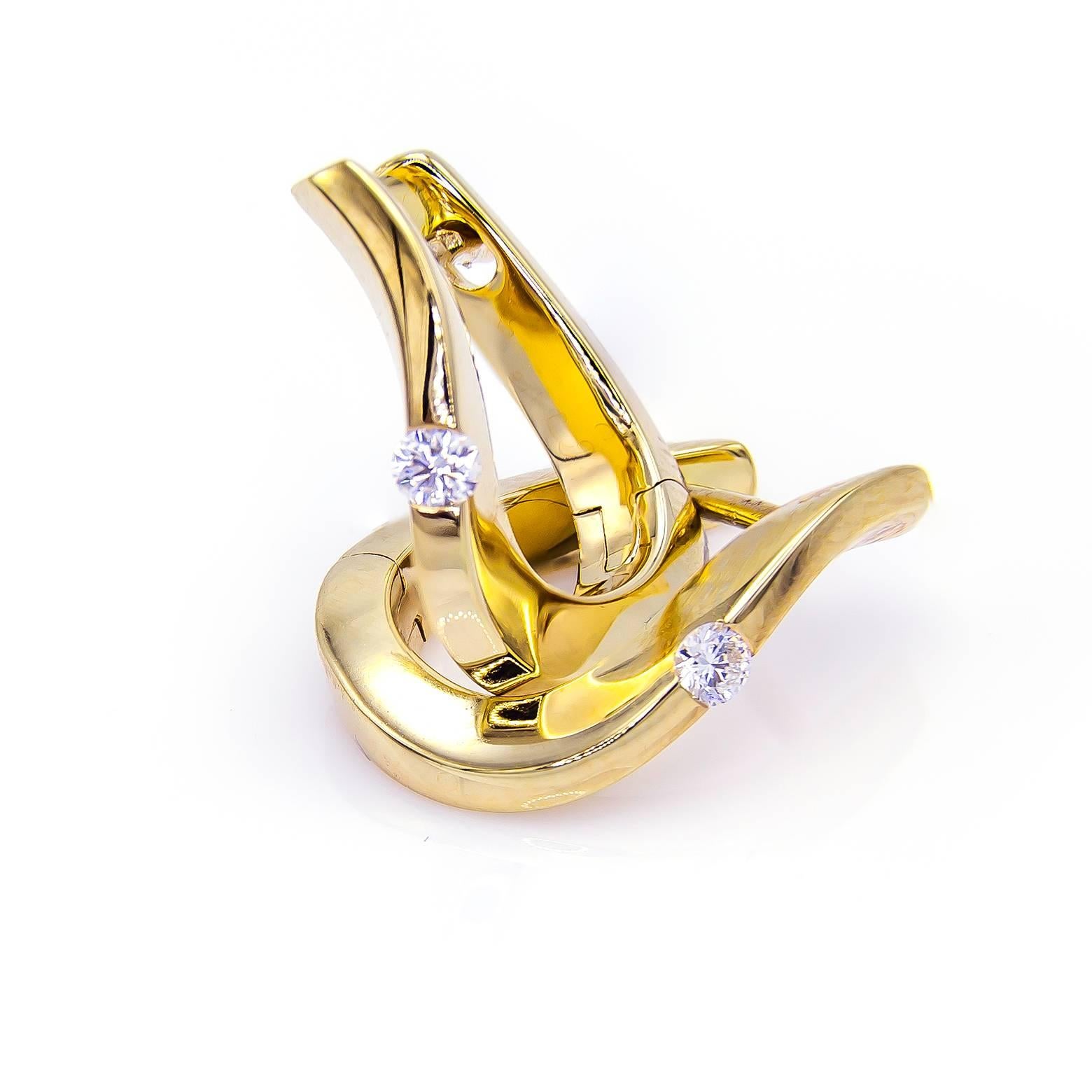 Diamond Gold Huggie Hoop Earrings 1