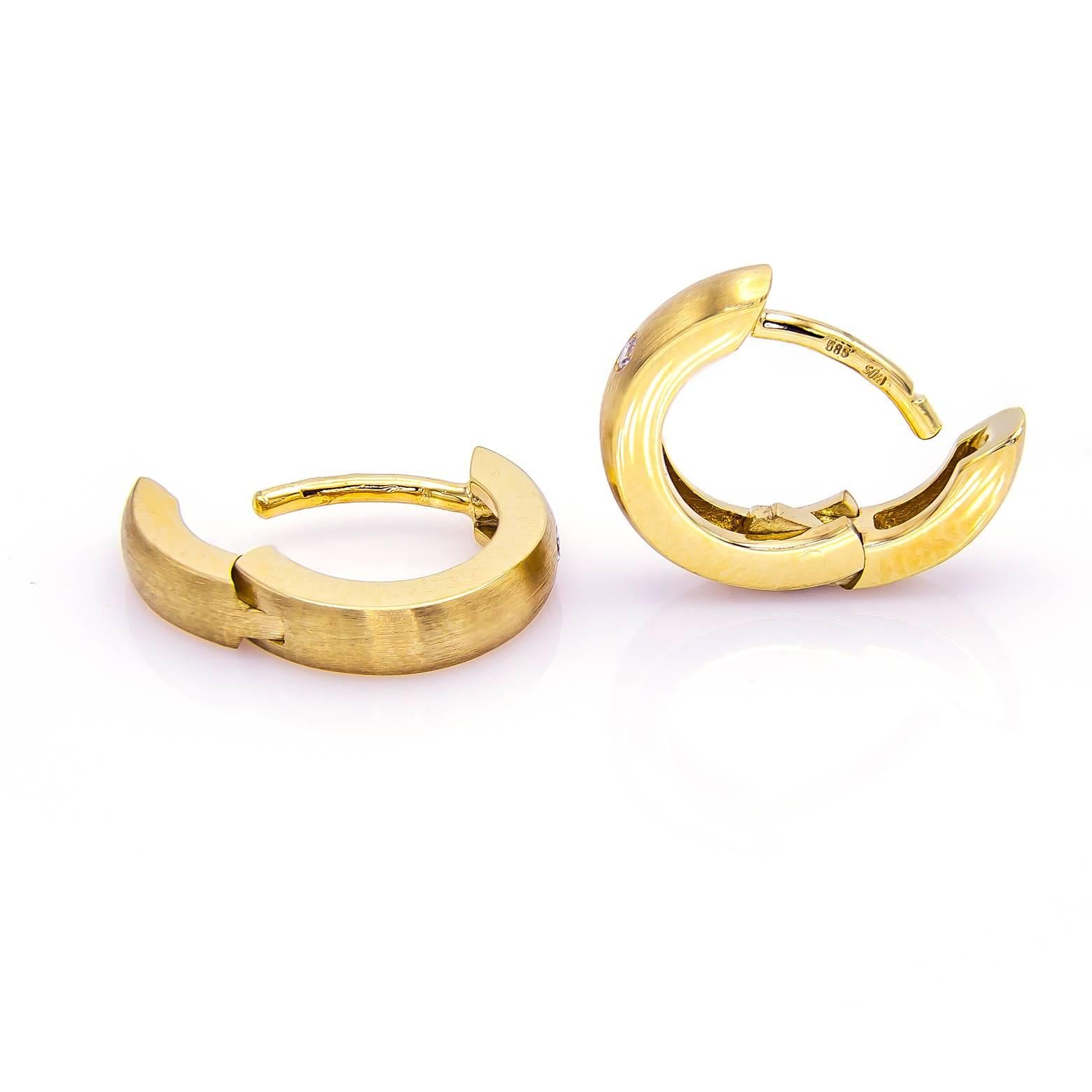 Brushed Gold and Diamond Hoops 1