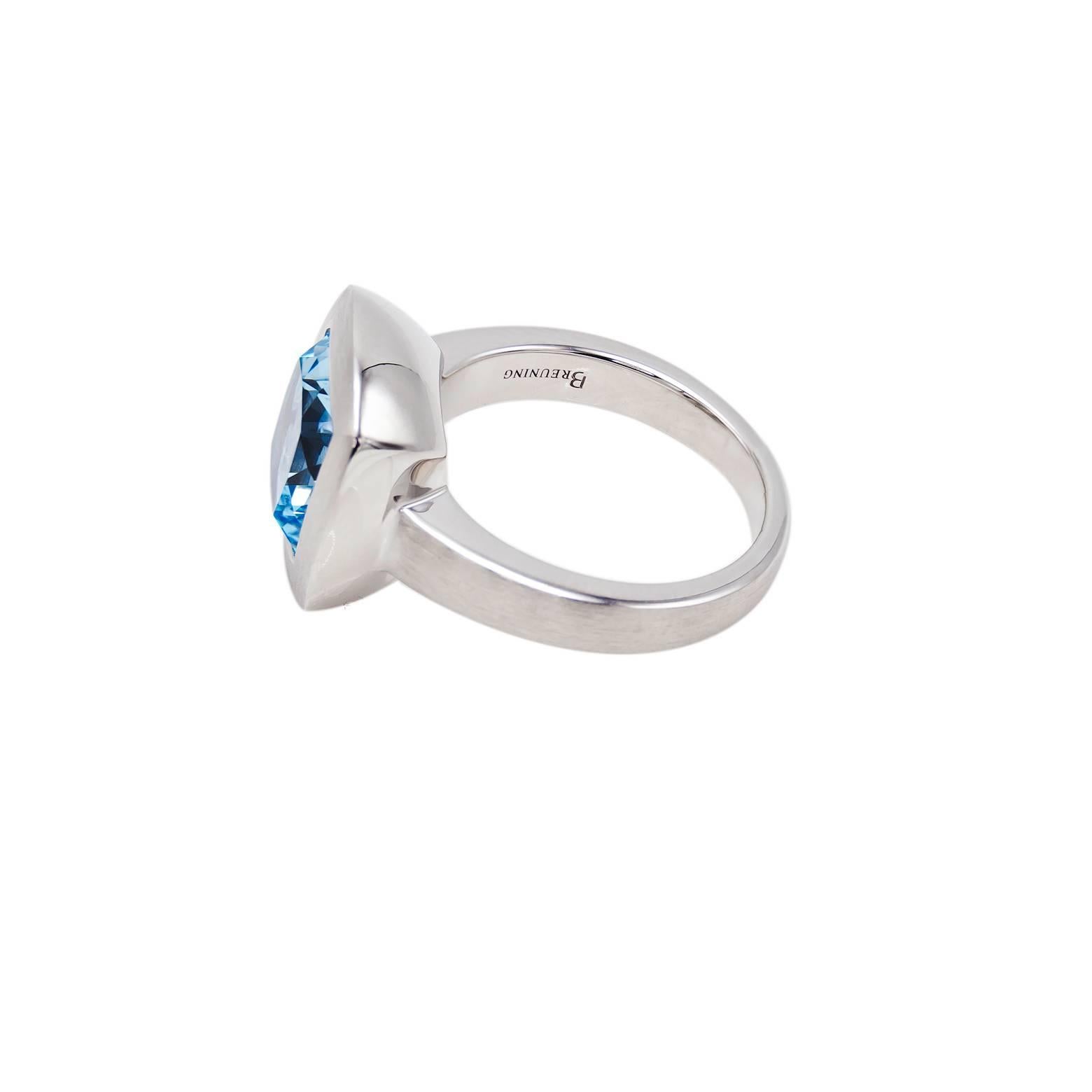Large Square Blue Topaz Ring set in Sterling Silver with a Matte Finish 1