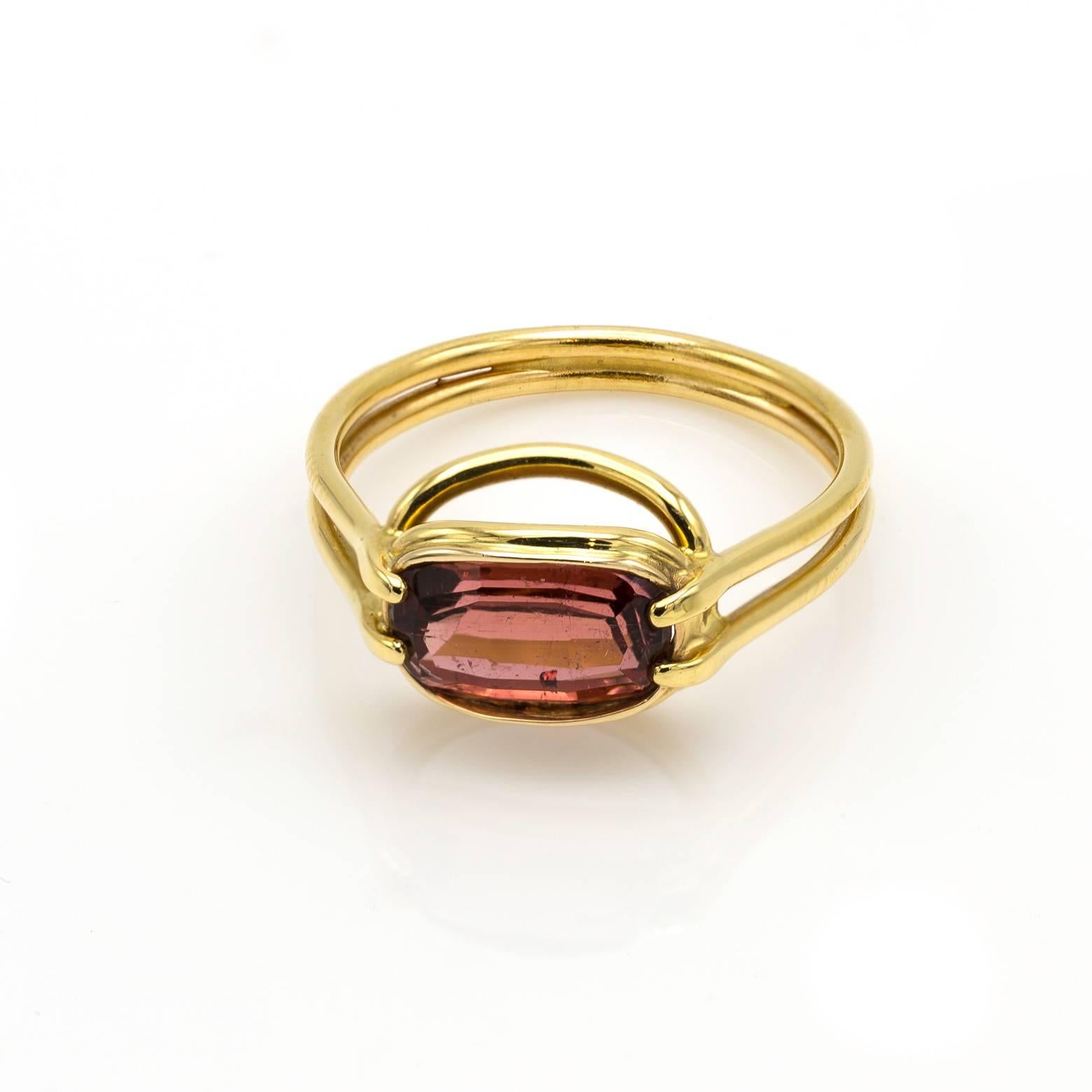 This square pink tourmaline ring is the perfect addition to any jewelry collection because it's gorgeous and unique design is one of a kind. Made here in our San Francisco Bay Area studio by one of our resident designers this makes a statement.