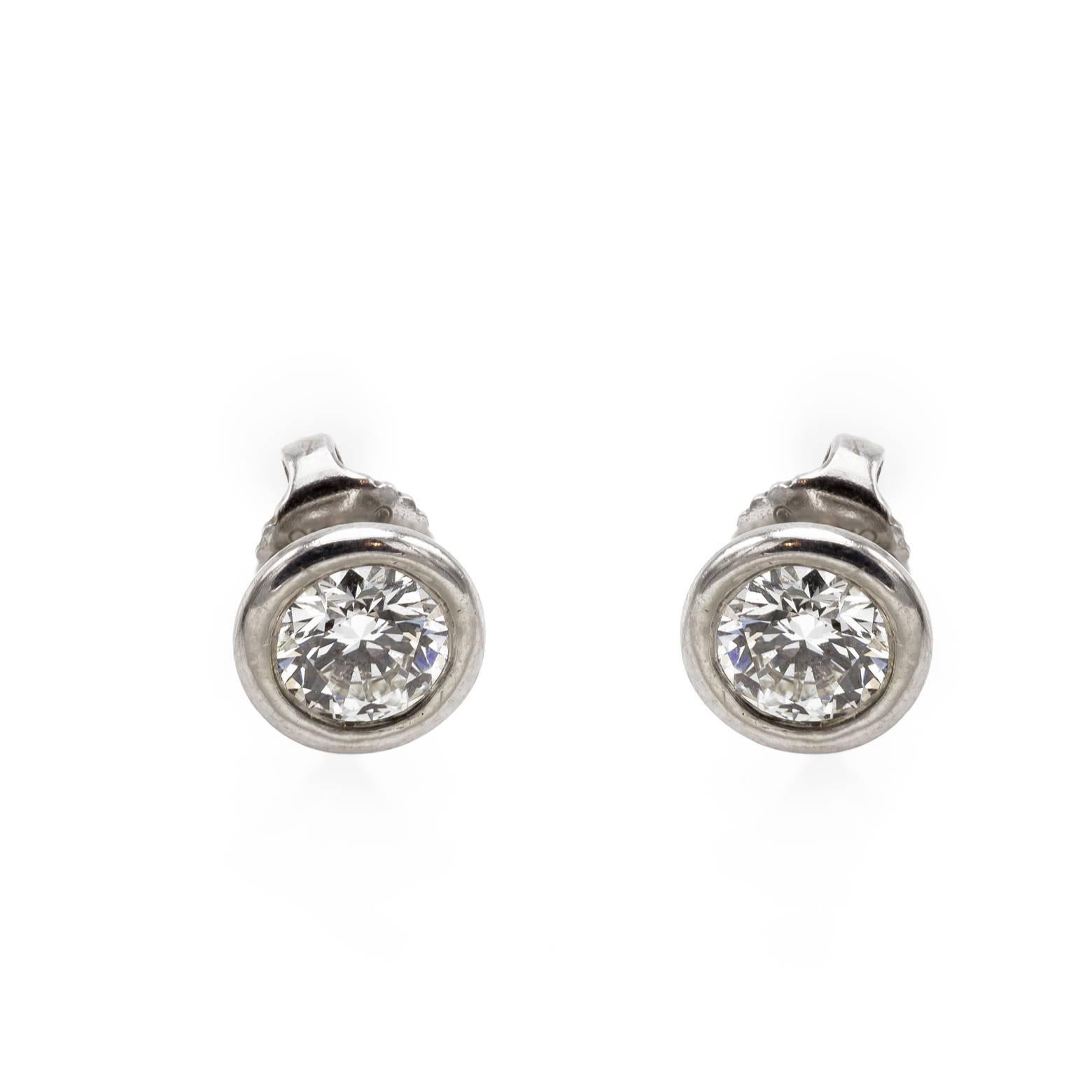 Modern 1.25 Carat Diamond Earrings Platinum Hearts on Fire Stud 