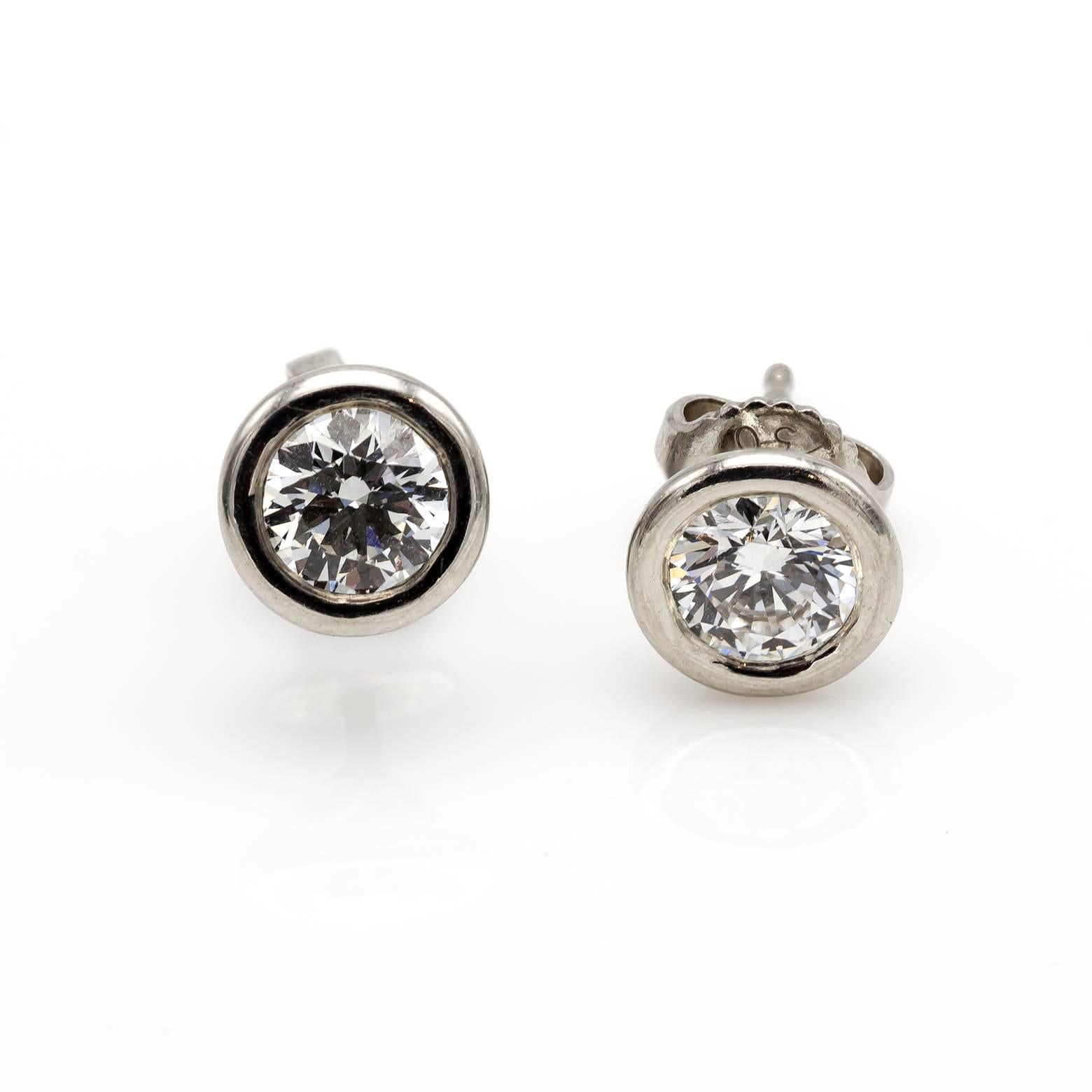 Women's or Men's 1.25 Carat Diamond Earrings Platinum Hearts on Fire Stud 