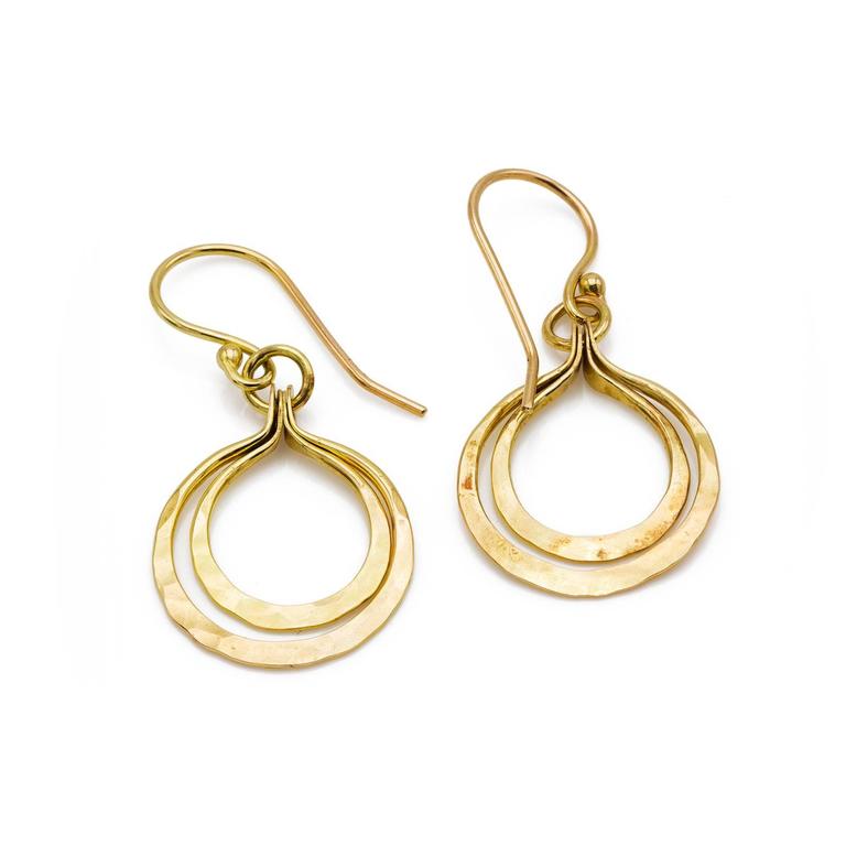 Artistic Double Hoop Hammered Gold Wire Earrings For At 1stdibs These Beautiful Slightly Hammered Double Hoops Earrings Are Elegant And Fun The Creative Artistic Design