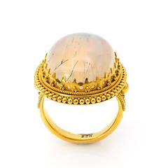 Rainbow Moonstone in a Ring 22k Yellow Gold Balinese