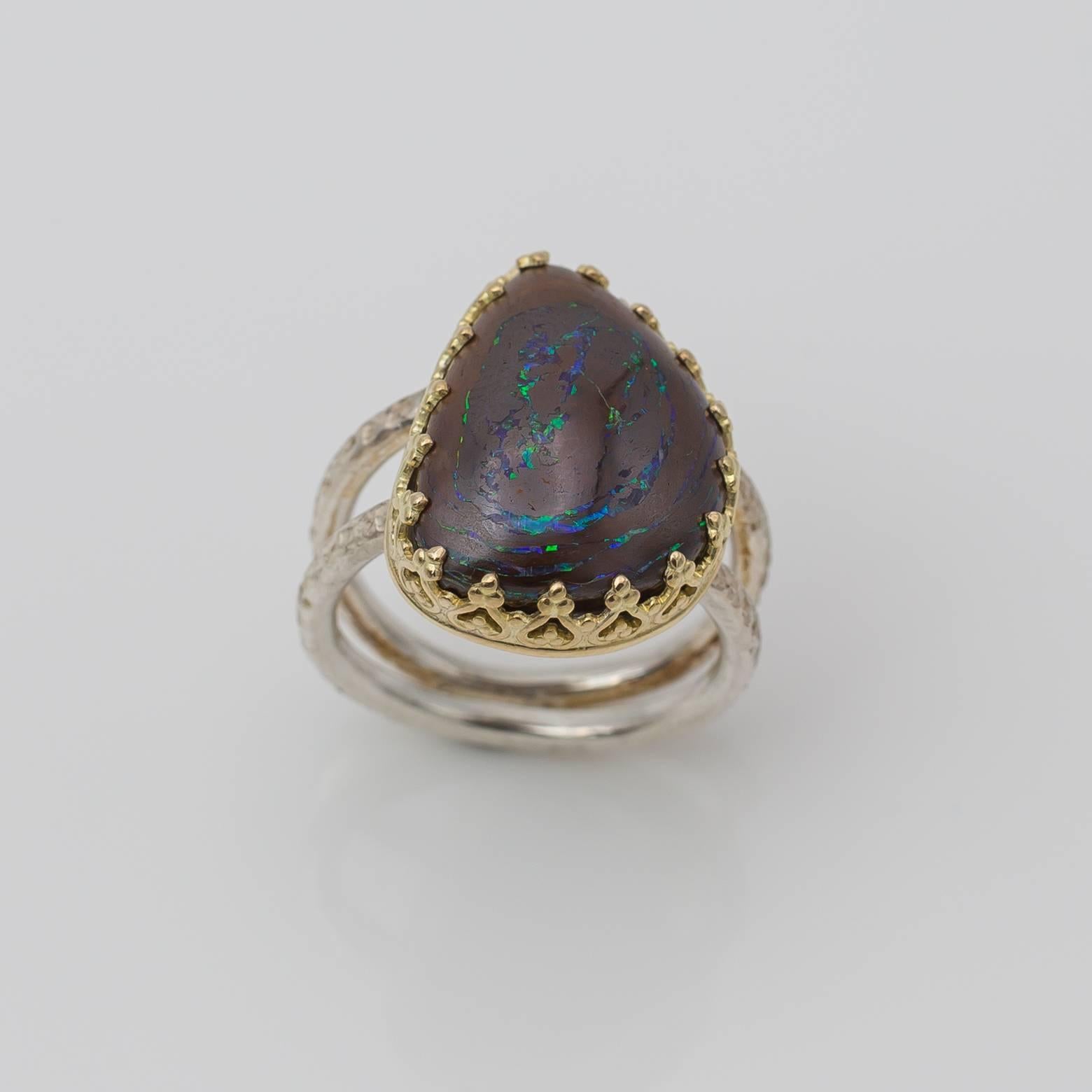 Large Boulder Opal Ring In Excellent Condition In Berkeley, CA