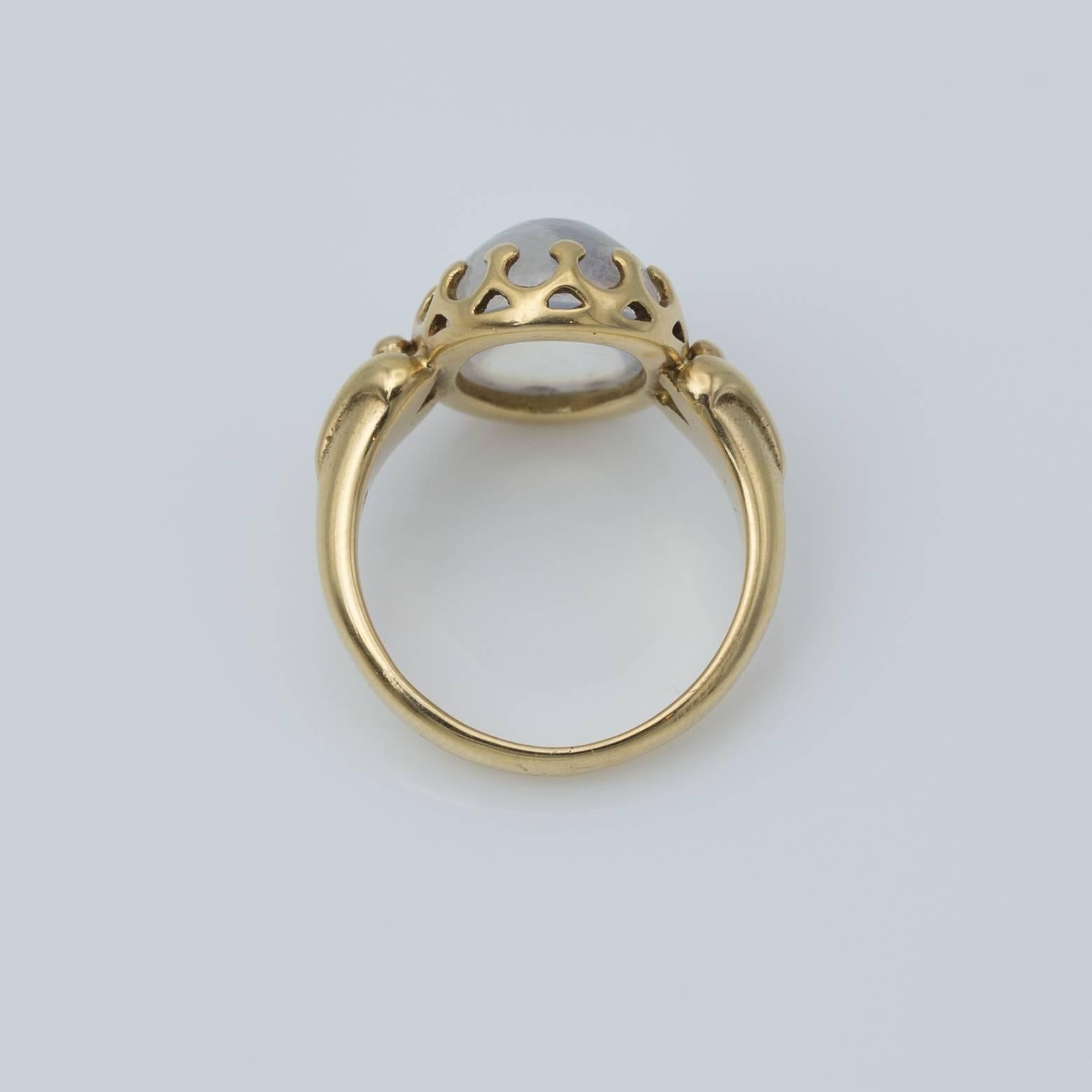 Women's Oval Moonstone Yellow Gold Bezel Ring