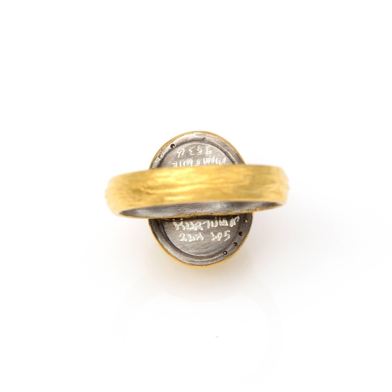Oval Moonstone with Diamond Accents Ring in Gold Vermiel 3