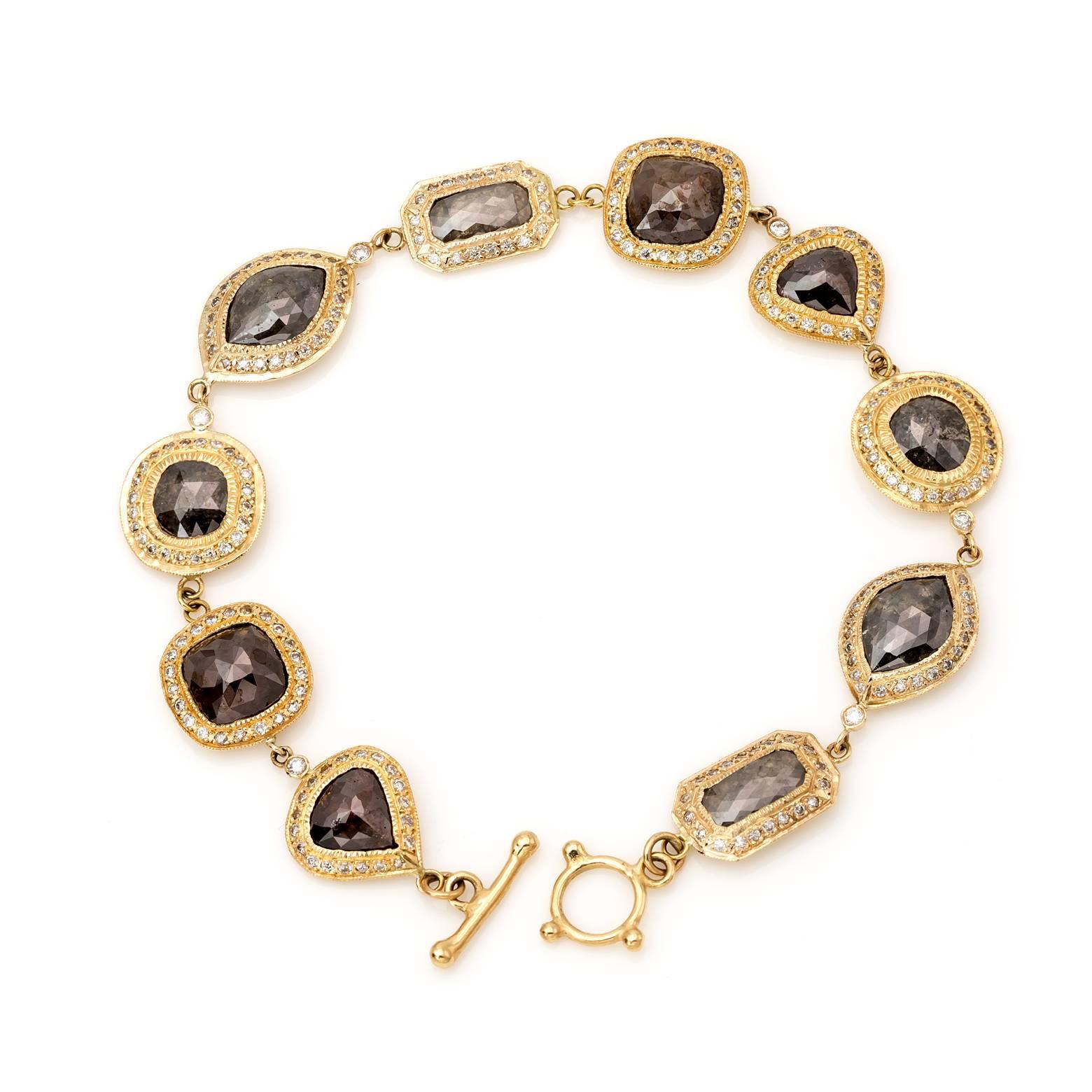 Champagne Brown White Diamond Gold Bracelet in Various Shapes 1