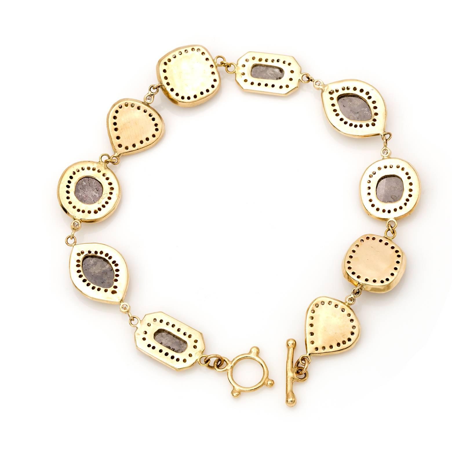 Champagne Brown White Diamond Gold Bracelet in Various Shapes 3