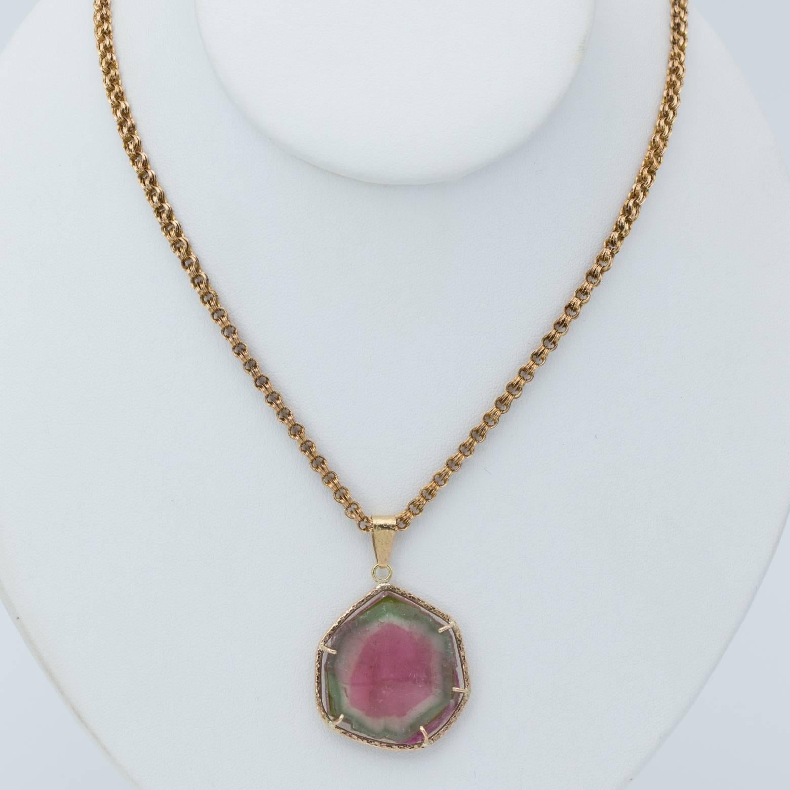 yellow gold tourmaline pendant