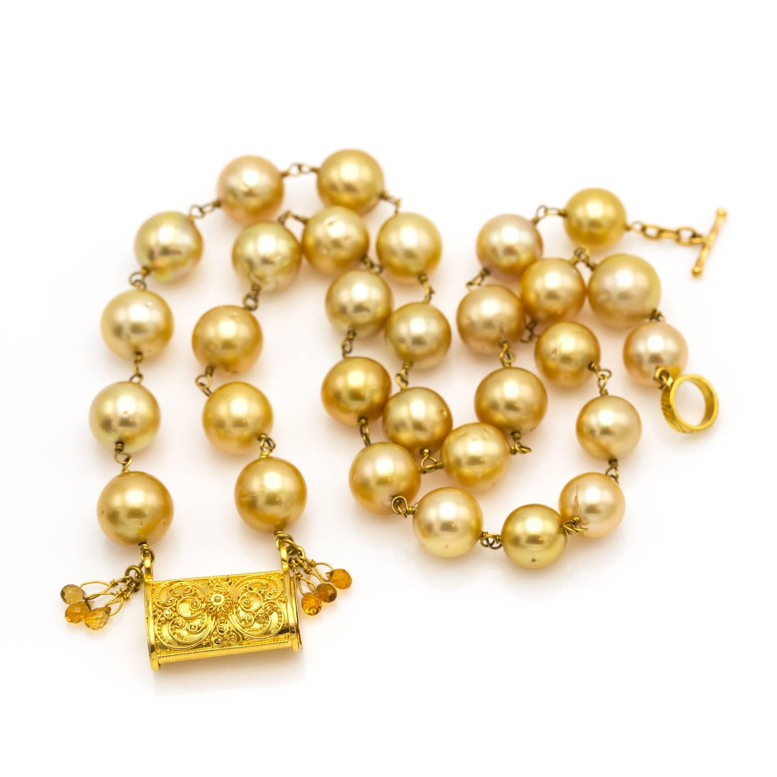 Modern Golden South Sea Pearl Necklace