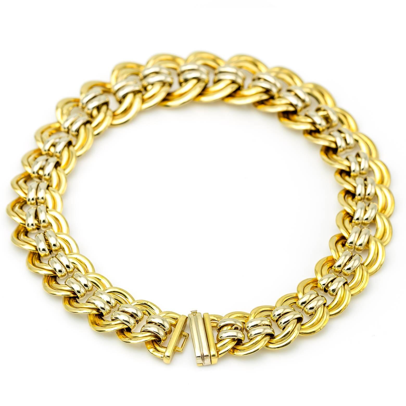 Modern Large Gold Chain Link Choker Necklace