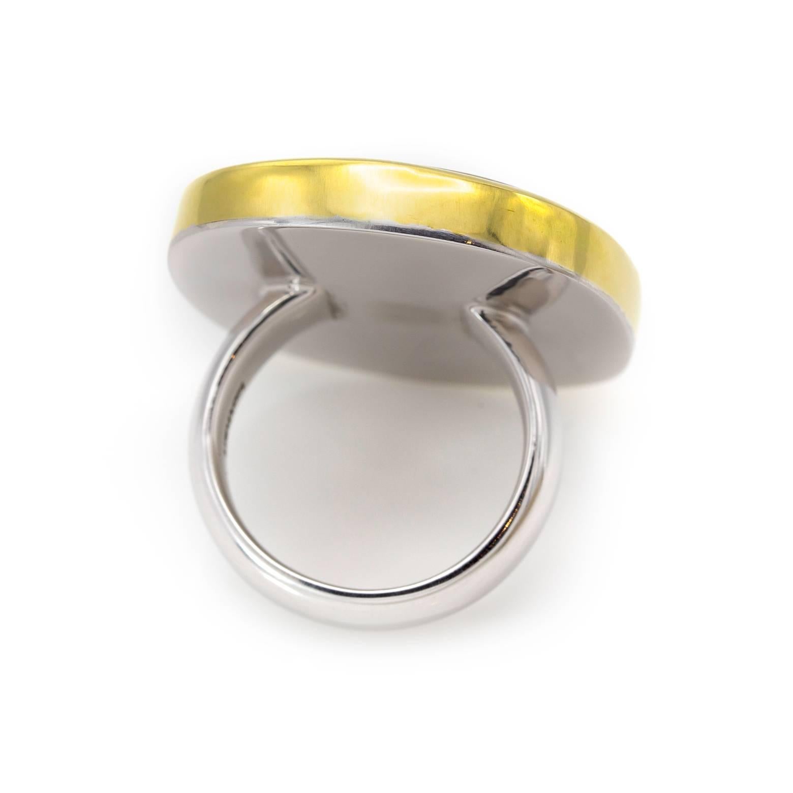 Grüner Gold Jaspis-Ring mit Diamant-Pavé in natürlichen Farben in Gold und Silber im Angebot 2