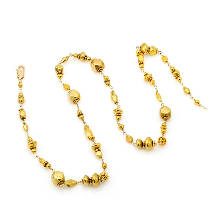 18k Gold Bead Necklace in Various Shapes and Geometrical Designs For