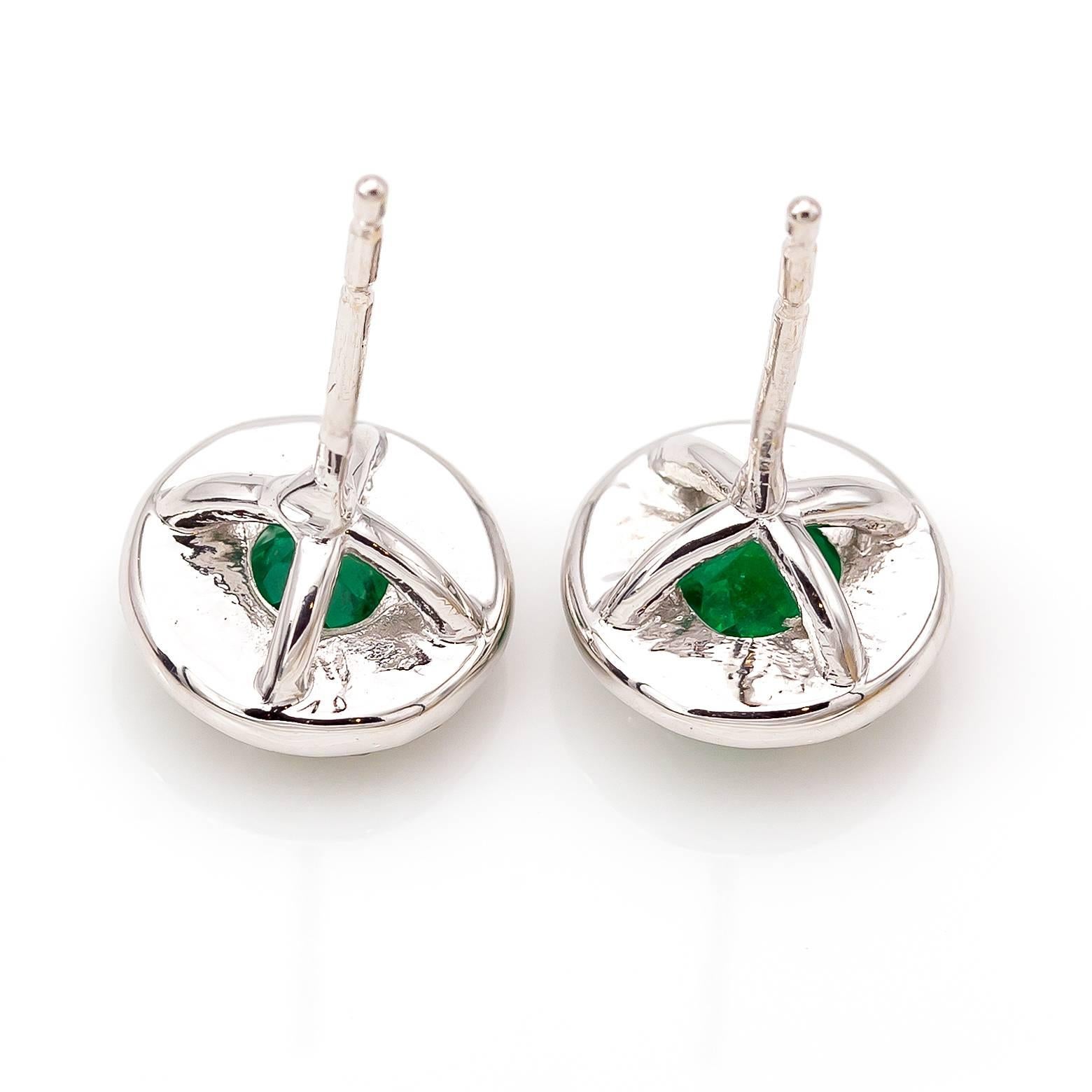 Bright Green Emerald Earring with Diamond Halo  2