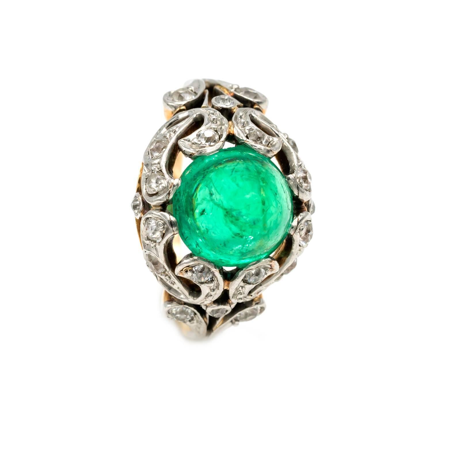 antique cabochon emerald ring