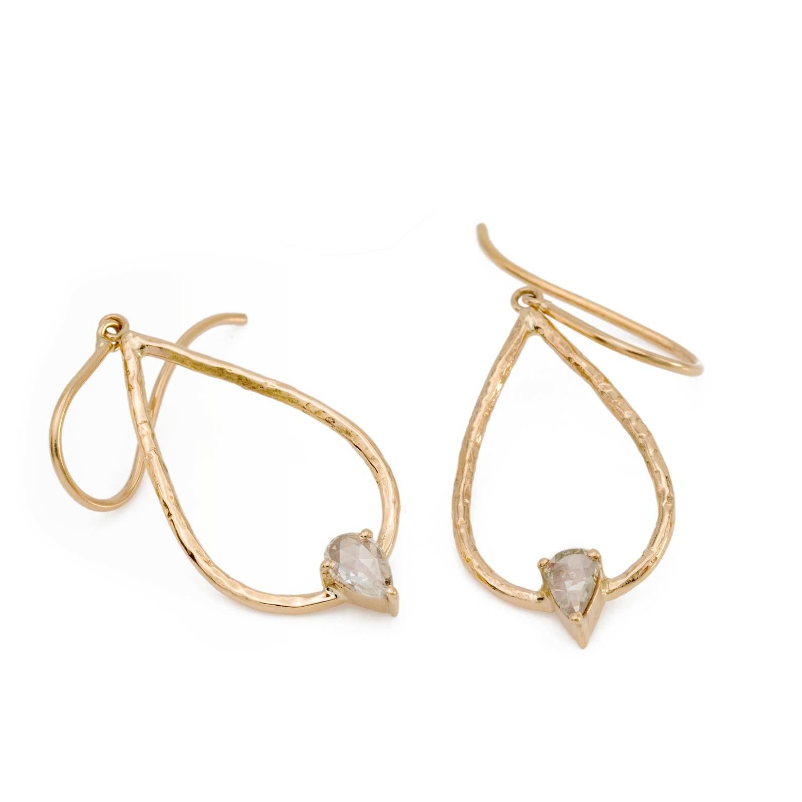 18 Karat Rose Cut Diamond Drop Earrings 1