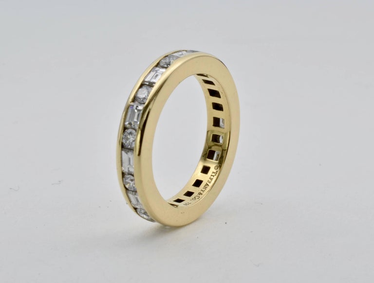 Tiffany and Co. 18K Yellow Gold Eternity Band Diamond Baguette and ...
