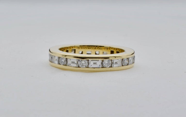 Tiffany and Co. 18K Yellow Gold Eternity Band Diamond Baguette and ...