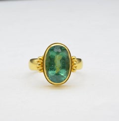 Green Tourmaline Oval in Yellow Gold 18 Karat Plated 22 Karat