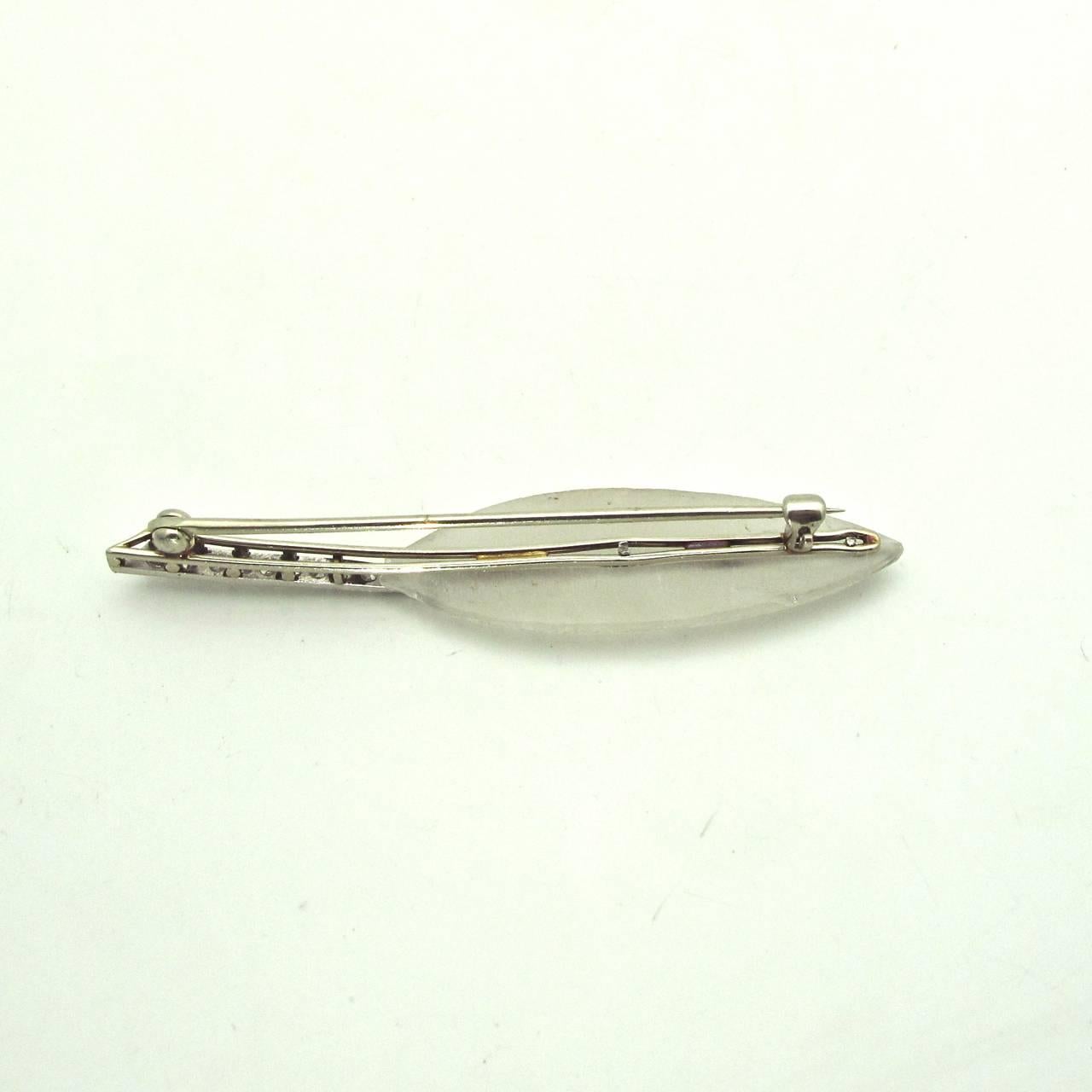 Retro Crystal Quartz Diamond Gold Feather Pin