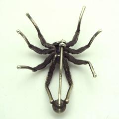 Pearl Silver Gold Spider Brooch