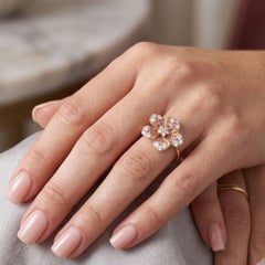 14K Yellow Gold Ombre Pink Sapphire & Diamond Flower Ring – 0.58 CT