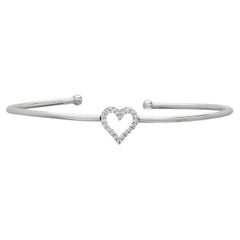 Bracciale a cuore con diamanti naturali da 0,25 carati, oro bianco 14K