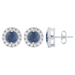 Orecchini con zaffiro naturale da 1,38 carati e diamanti, G SI, in oro bianco 14K
